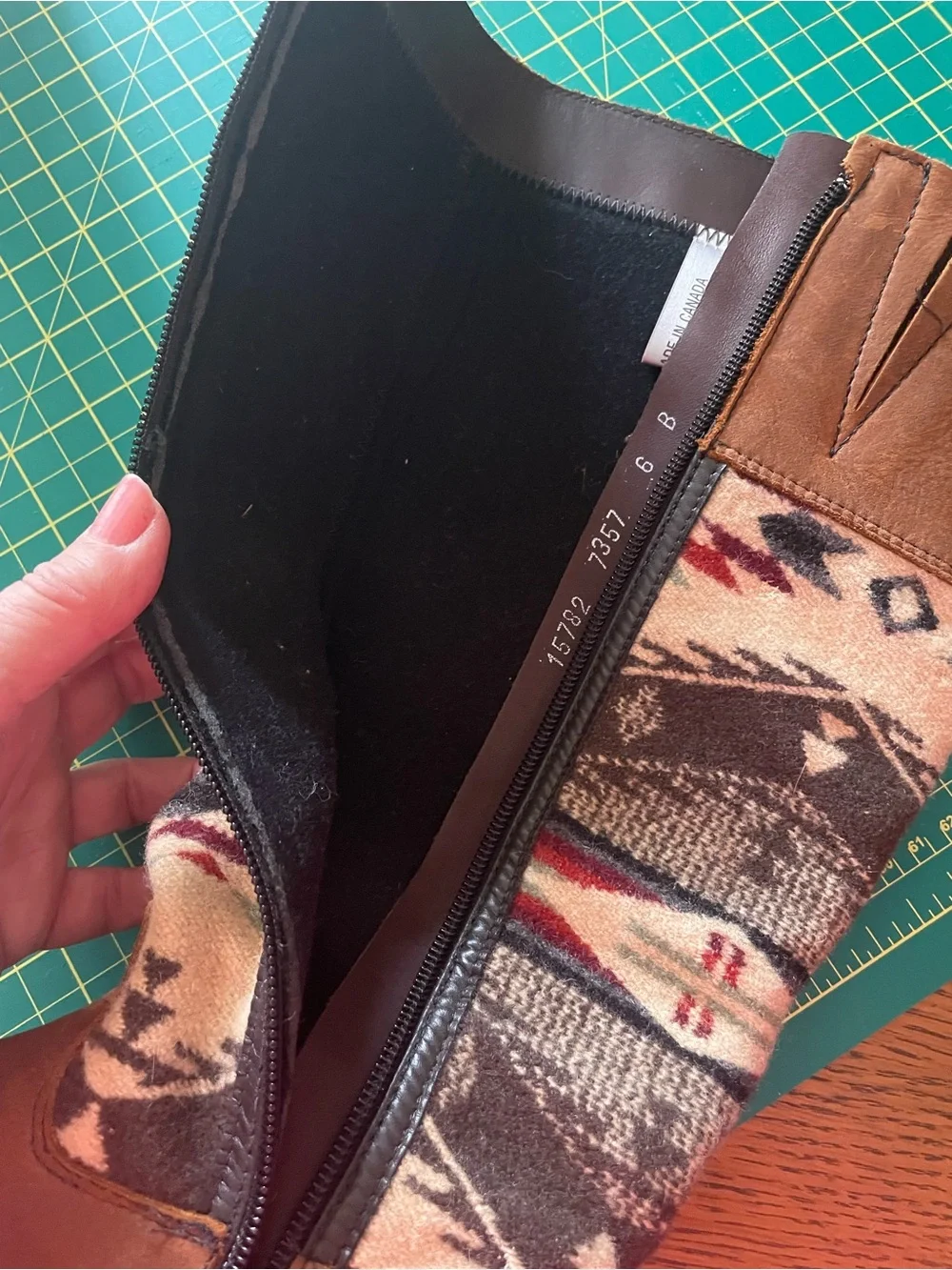Brown Leather & Aztec Knit Mid-Calf (6) - Picture 11 of 15